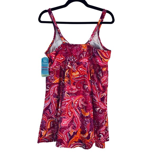 2/$35 NWT Swim Solutions 22W Tummy Control Bow-Front Swim Dress Bust Support - Picture 10 of 16